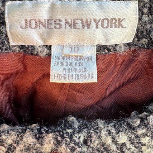 Jones New York Vintage Womens Brown Gray Tweed Wool Blend Boucle Jacket Blazer 1 - Picture 3 of 13